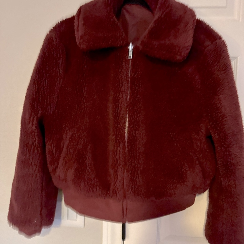 EUC worn twice New York and company jacket bomber style burgundy color